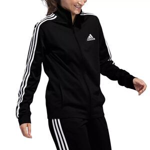 NEW adidas Ladies' 3-Stripes Track Jacket Midweight Black Small S Ribbed cuffs